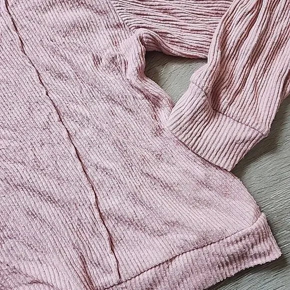 SO Hoodie L Pink Pullover Long Sleeve Sweater Soft Stretchy Knit Beach Light - Picture 4 of 7